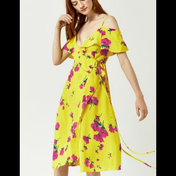 Warehouse Dresses Warehouse Asos Delia Yellow Floral Wrap Dress Poshmark